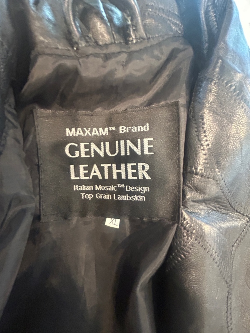Maxam Brand Genuine Leather Italian Mosaic Design Top Grain Lambskin Blk Men’sXL - Picture 3 of 3